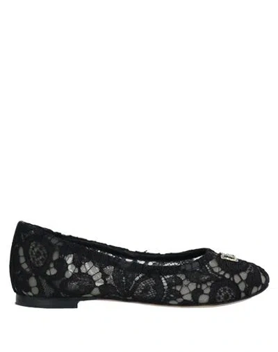 Dolce & Gabbana Babies'  Toddler Girl Ballet Flats Black Size 10c Viscose, Cotton, Polyamide