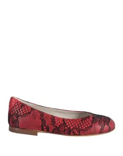 Dolce & Gabbana Babies'  Toddler Girl Ballet Flats Red Size 9c Textile Fibers, Soft Leather