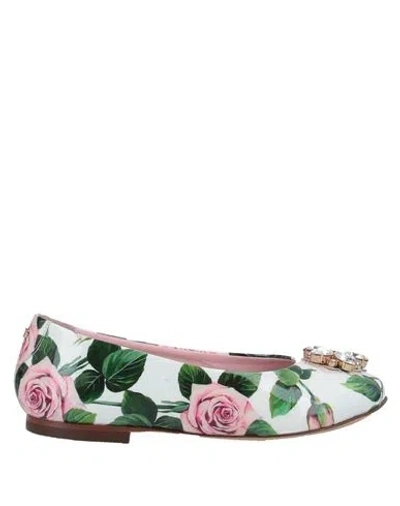 Dolce & Gabbana Babies'  Toddler Girl Ballet Flats White Size 10c Soft Leather In Multi