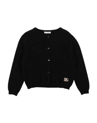 Dolce & Gabbana Babies'  Toddler Girl Cardigan Black Size 3 Wool, Cashmere, Brass, Crystal