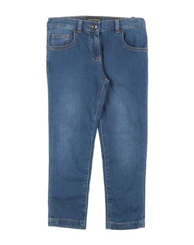 Dolce & Gabbana Babies'  Toddler Girl Jeans Blue Size 6 Cotton, Elastane, Cow Leather