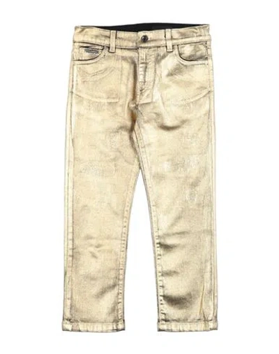 Dolce & Gabbana Babies'  Toddler Girl Jeans Gold Size 5 Cotton, Elastane