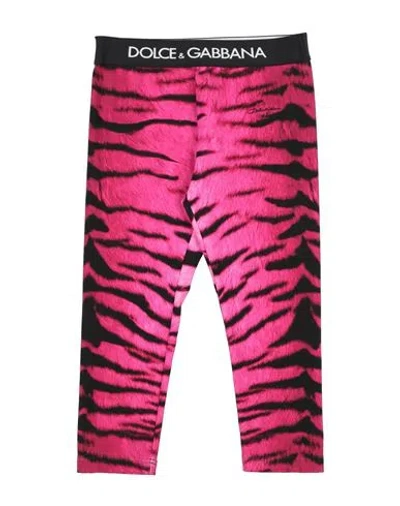 Dolce & Gabbana Babies'  Toddler Girl Leggings Fuchsia Size 7 Cotton, Elastane In Pink