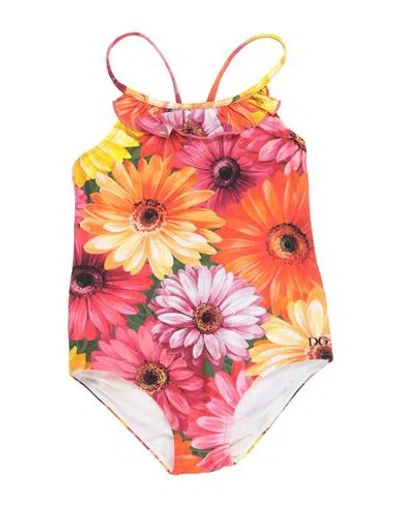 Dolce & Gabbana Babies'  Toddler Girl One-piece Swimsuit Orange Size 6 Polyamide, Elastane