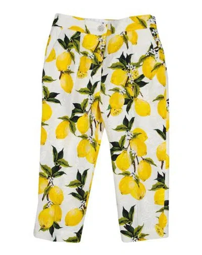 Dolce & Gabbana Babies'  Toddler Girl Pants Yellow Size 5 Cotton, Silk, Viscose