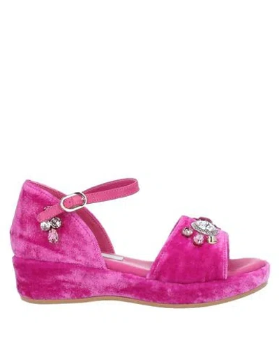 Dolce & Gabbana Babies'  Toddler Girl Sandals Fuchsia Size 9c Viscose, Silk, Lambskin In Pink