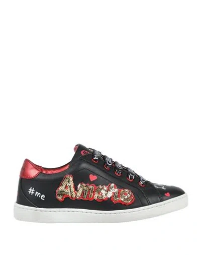 Dolce & Gabbana Babies'  Toddler Girl Sneakers Black Size 10c Calfskin, Lambskin