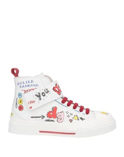 Dolce & Gabbana Babies'  Toddler Girl Sneakers White Size 10c Calfskin, Polyurethane, Polyester, Cotton