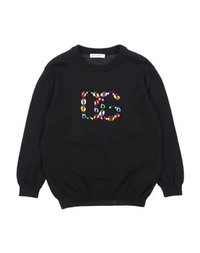 Dolce & Gabbana Babies'  Toddler Girl Sweater Black Size 5 Virgin Wool, Natural Stone, Aluminum