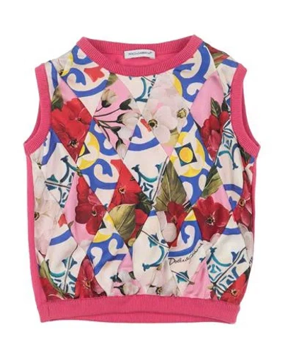 Dolce & Gabbana Kids'  Toddler Girl Sweater Fuchsia Size 4 Cotton, Silk In Pink