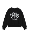Dolce & Gabbana Toddler Girl Sweatshirt Black Size 4 Cotton, Elastane, Crystal, Natural Stone, Polyu In Black