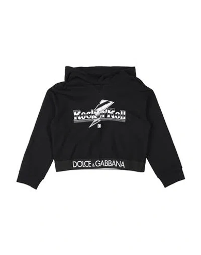 Dolce & Gabbana Babies'  Toddler Girl Sweatshirt Black Size 7 Cotton, Elastane, Polyester, Polyamide