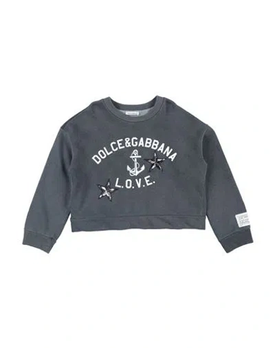 Dolce & Gabbana Babies'  Toddler Girl Sweatshirt Lead Size 7 Cotton In Grey