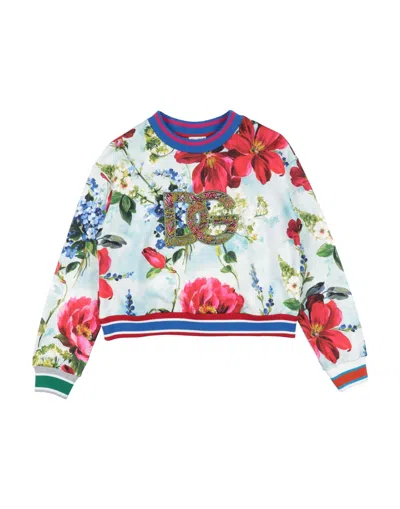 Dolce & Gabbana Babies'  Toddler Girl Sweatshirt Sky Blue Size 5 Cotton, Polyester, Silk, Acrylic