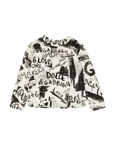Dolce & Gabbana Babies'  Toddler Girl Sweatshirt White Size 5 Cotton, Crystal, Natural Stone, Aluminum, Polya In Black