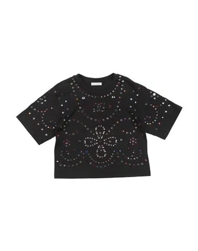 Dolce & Gabbana Babies'  Toddler Girl T-shirt Black Size 3 Cotton, Glass