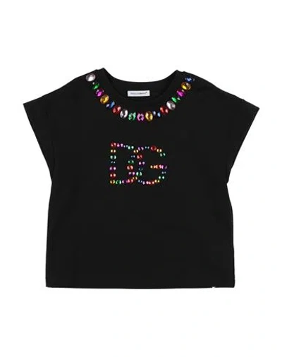 Dolce & Gabbana Babies'  Toddler Girl T-shirt Black Size 3 Cotton, Natural Stone, Aluminum
