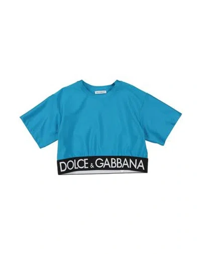 Dolce & Gabbana Babies'  Toddler Girl T-shirt Blue Size 3 Polyamide, Elastane