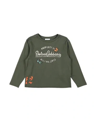 Dolce & Gabbana Babies'  Toddler Girl T-shirt Dark Green Size 5 Cotton, Polyester, Viscose, Elastane