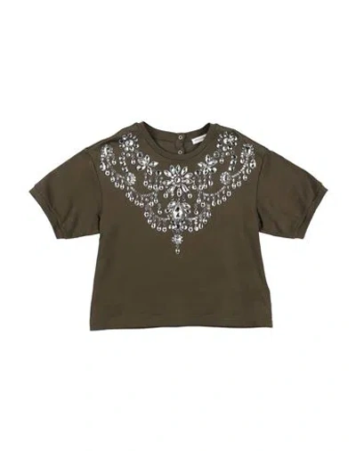 Dolce & Gabbana Babies'  Toddler Girl T-shirt Military Green Size 7 Cotton, Natural Stone, Resin