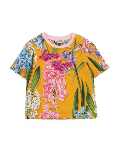 Dolce & Gabbana Babies'  Toddler Girl T-shirt Ocher Size 4 Cotton, Polyester, Viscose, Polyamide In Yellow