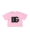 Dolce & Gabbana Jersey Round-neck T-shirt Dg Logo Patch In Pink