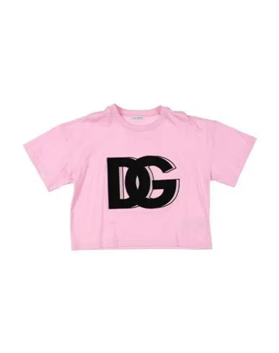 Dolce & Gabbana Jersey Round-neck T-shirt Dg Logo Patch In Pink