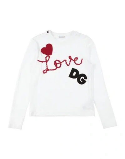 Dolce & Gabbana Babies'  Toddler Girl T-shirt White Size 4 Cotton, Virgin Wool, Viscose