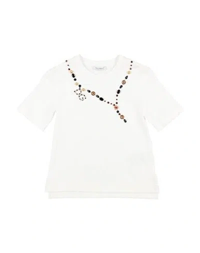 Dolce & Gabbana Babies'  Toddler Girl T-shirt White Size 4 Cotton, Crystal, Brass