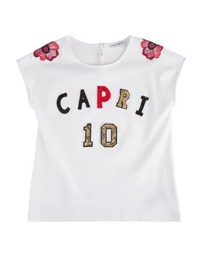 Dolce & Gabbana Babies'  Toddler Girl T-shirt White Size 5 Cotton, Polyester, Acetate, Silk, Polyamide