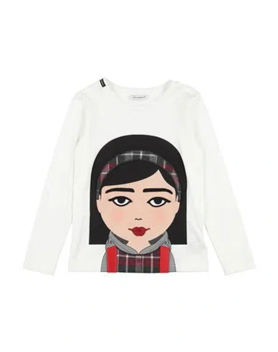 Dolce & Gabbana Babies'  Toddler Girl T-shirt White Size 5 Cotton, Virgin Wool, Silk