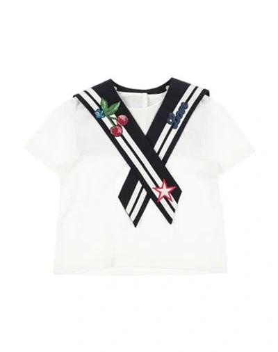 Dolce & Gabbana Babies'  Toddler Girl T-shirt White Size 7 Cotton, Polyester, Viscose, Lurex, Polyamide