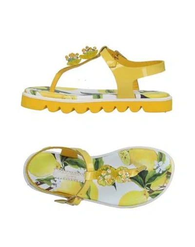 Dolce & Gabbana Babies'  Toddler Girl Thong Sandal Yellow Size 9.5c Soft Leather In Gold