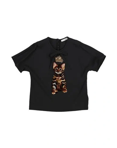 Dolce & Gabbana Babies'  Toddler Girl Top Black Size 5 Viscose, Silk, Elastane
