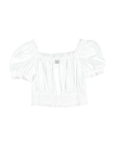 Dolce & Gabbana Babies'  Toddler Girl Top White Size 7 Cotton, Brass, Crystal