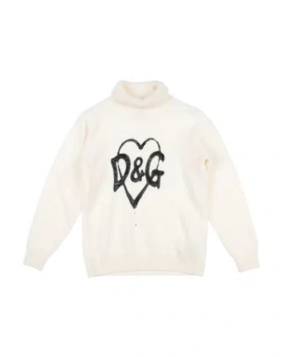 Dolce & Gabbana Babies'  Toddler Girl Turtleneck Ivory Size 6 Virgin Wool, Polyester, Polyurethane, Glass In White