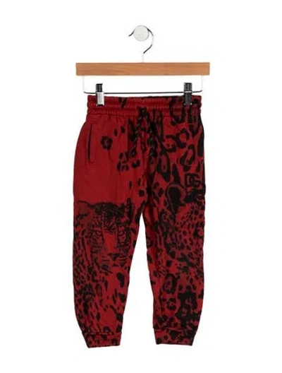 Pre-owned Dolce & Gabbana Babies' Toddler Girls' Animal Print Sweatpants In Red