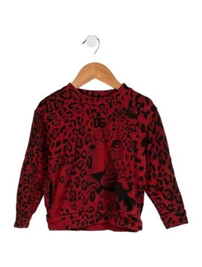 Pre-owned Dolce & Gabbana Babies' Toddler Girls' Animal Print Sweatshirt In Red