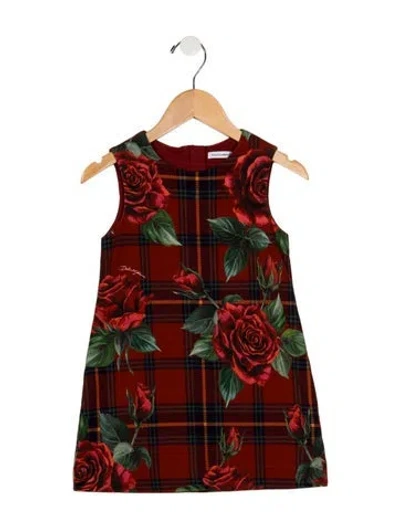 Pre-owned Dolce & Gabbana Babies' Toddler Girls Branded Pattern Printed Dress In Red