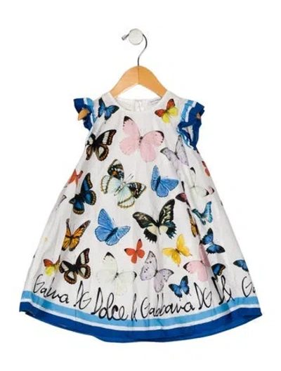 Pre-owned Dolce & Gabbana Babies' Toddler Girls' Butterfly Sleeveless Dress In White