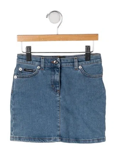Pre-owned Dolce & Gabbana Babies' Toddler Girls' Denim Mini Skirt In Blue