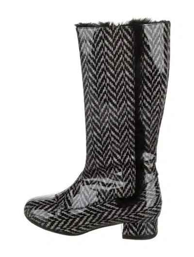 Pre-owned Dolce & Gabbana Babies' Toddler Girls' Faux Fur Trim Rain Boot In Black