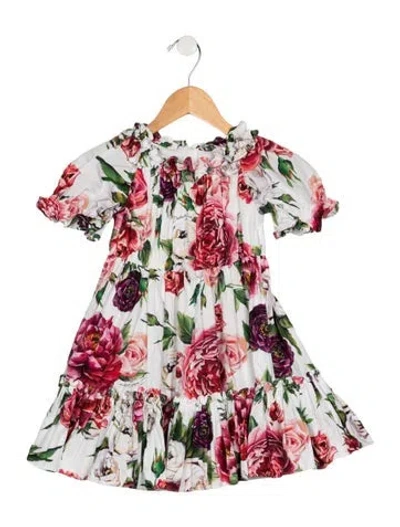 Pre-owned Dolce & Gabbana Babies' Toddler Girls' Floral Dress In White