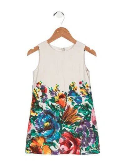 Pre-owned Dolce & Gabbana Babies' Toddler Girls' Floral Pattern Dress In Neutrals