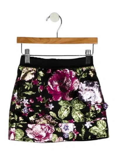 Pre-owned Dolce & Gabbana Babies' Toddler Girls' Floral Print Skirt In Black