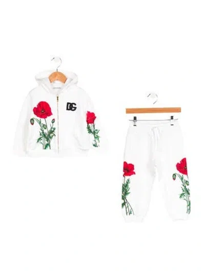 Pre-owned Dolce & Gabbana Babies' Toddler Girls' Floral Print Sweat Suit In White