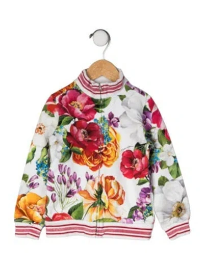 Pre-owned Dolce & Gabbana Babies' Toddler Girls' Floral Printed Jacket In White