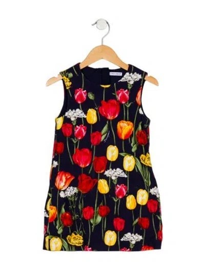 Pre-owned Dolce & Gabbana Babies' Toddler Girls Floral Sleeveless Dress In Blue