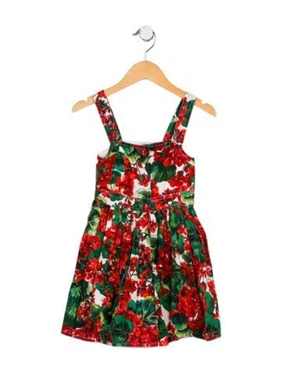 Pre-owned Dolce & Gabbana Babies' Toddler Girls' Floral Sleeveless Dress In Green/red