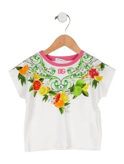 Pre-owned Dolce & Gabbana Babies' Toddler Girls' Fruit Print T-shirt In White